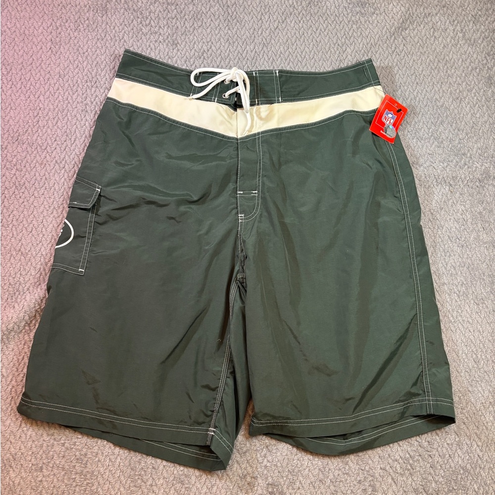 Men’s NFL New York Jets Green Swimming Trunks Size Extra Large NWT
